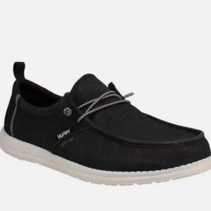 Hurley Men's Black Boat Shoes with White Sole SIZE 10